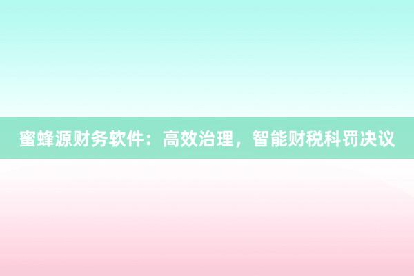 蜜蜂源财务软件：高效治理，智能财税科罚决议
